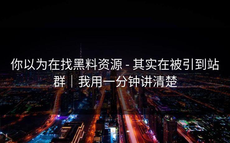 你以为在找黑料资源 - 其实在被引到站群|我用一分钟讲清楚