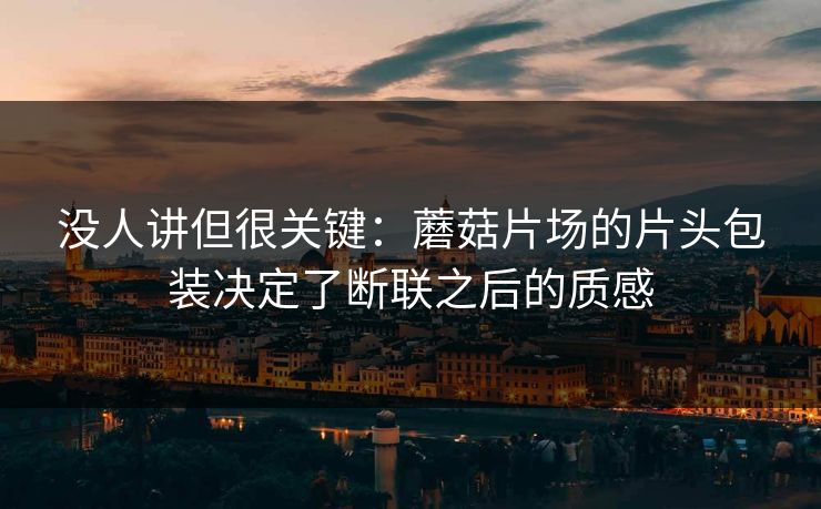 没人讲但很关键：蘑菇片场的片头包装决定了断联之后的质感