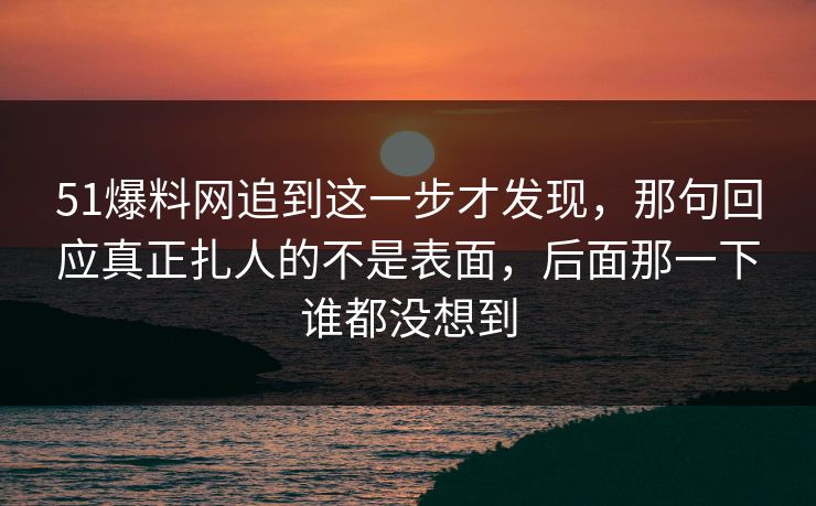 51爆料网追到这一步才发现，那句回应真正扎人的不是表面，后面那一下谁都没想到