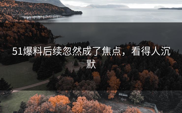 51爆料后续忽然成了焦点，看得人沉默